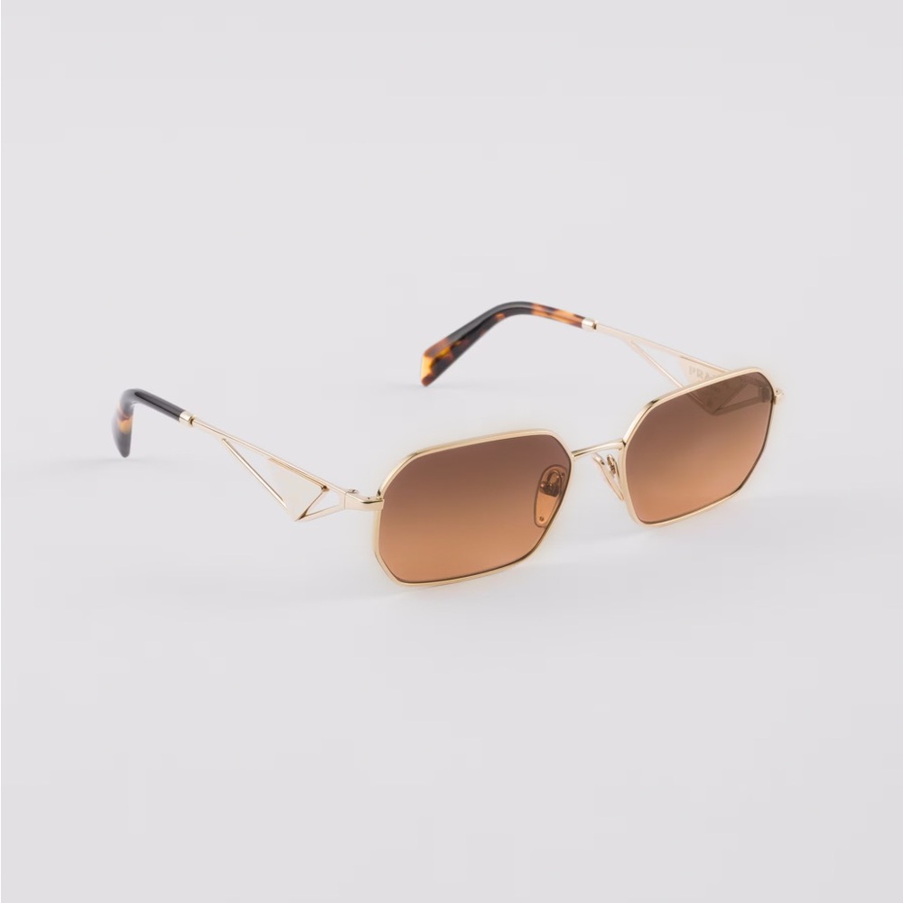 Prada logo gold and Brown Sunglasses